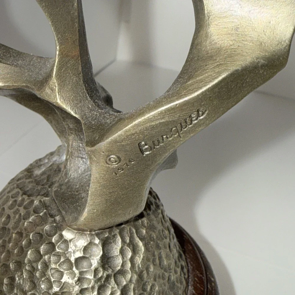 1976 Barn Swallows Irving Burgues Birds‎ Pewter Sculpture Signed Wood Base #1616